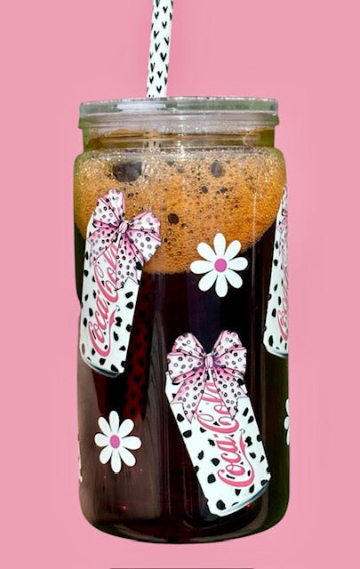 Pink Bow Soda Tumbler